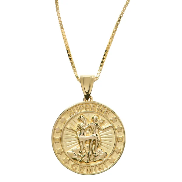 Supreme Jacob&amp;Co 14K Gold Zodiac Pendant - Gemini (front)