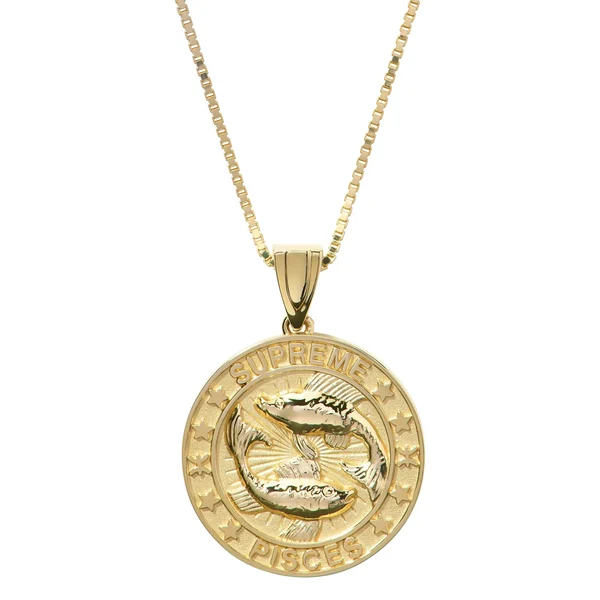 Supreme Jacob&amp;Co 14K Gold Zodiac Pendant - Pisces (front)
