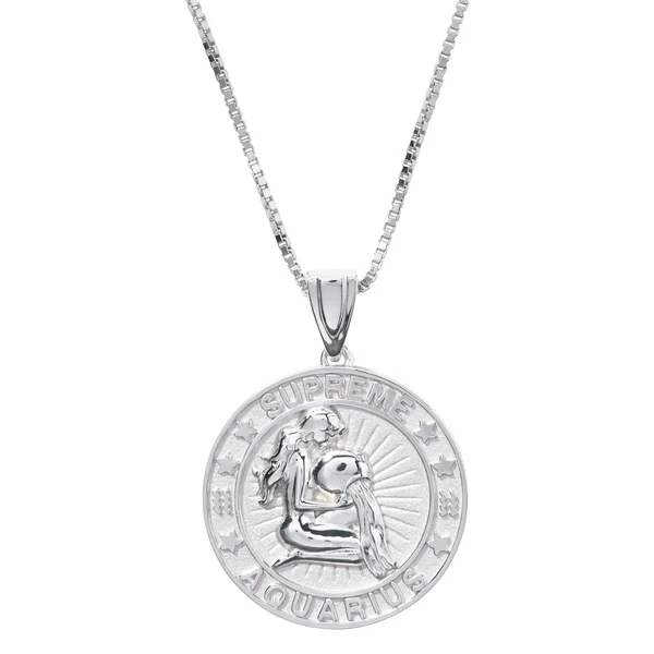 Supreme Jacob&amp;Co Sterling Silver Zodiac Pendant - Aquarius (front)