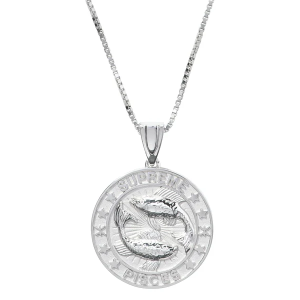 Supreme Jacob&amp;Co Sterling Silver Zodiac Pendant - Pisces (front)