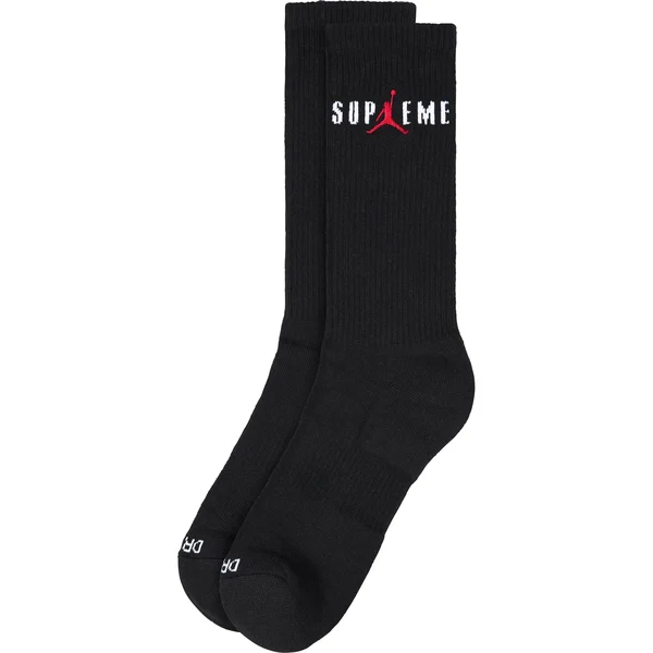 Supreme Jordan Crew Socks (2 Pack) - Black (front)