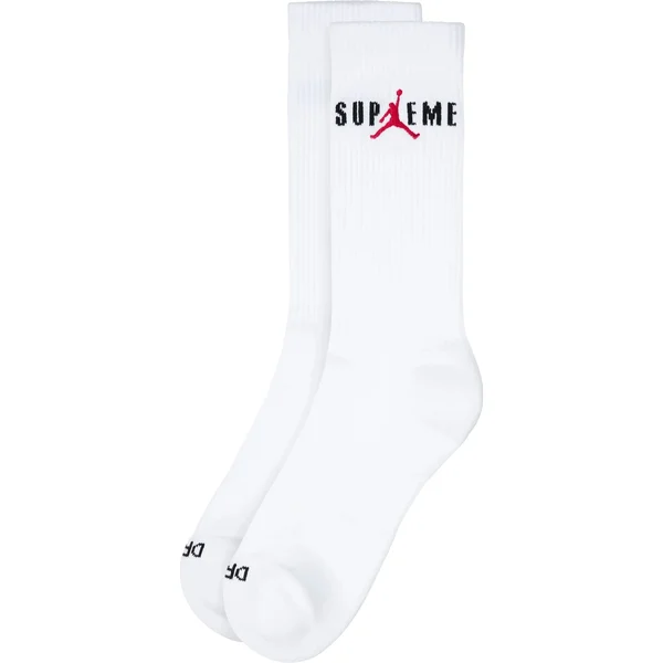 Supreme Jordan Crew Socks (2 Pack) - White (front)
