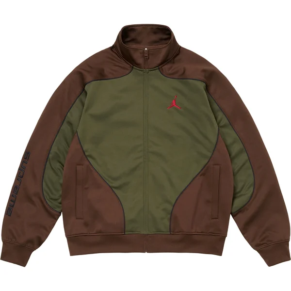 Supreme Jordan Tricot Track Jacket - Olive (front)
