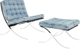 Supreme Knoll Denim Barcelona Chair + Ottoman Denim