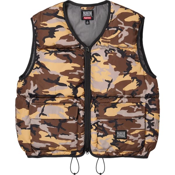 Supreme Marithé + François Girbaud Down Puffer Vest - Camo (front)