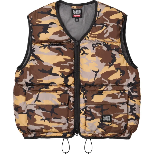 Supreme Marithé + François Girbaud Down Puffer Vest - Camo (front)