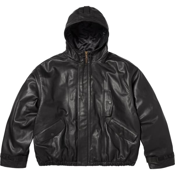 Supreme Marithé + François Girbaud Hooded Leather Flight Bomber Jacket - Black (front)
