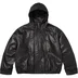 Supreme Marithé + François Girbaud Hooded Leather Flight Bomber Jacket - Black (front)
