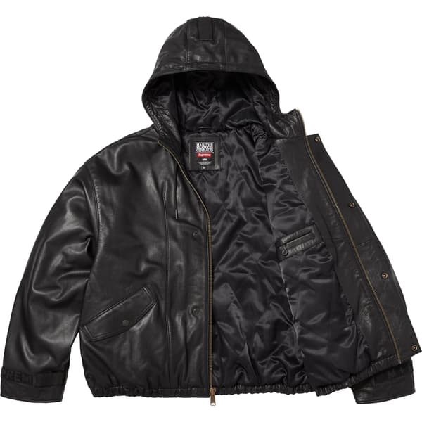 Supreme Marithé + François Girbaud Hooded Leather Flight Bomber Jacket - Black (front)
