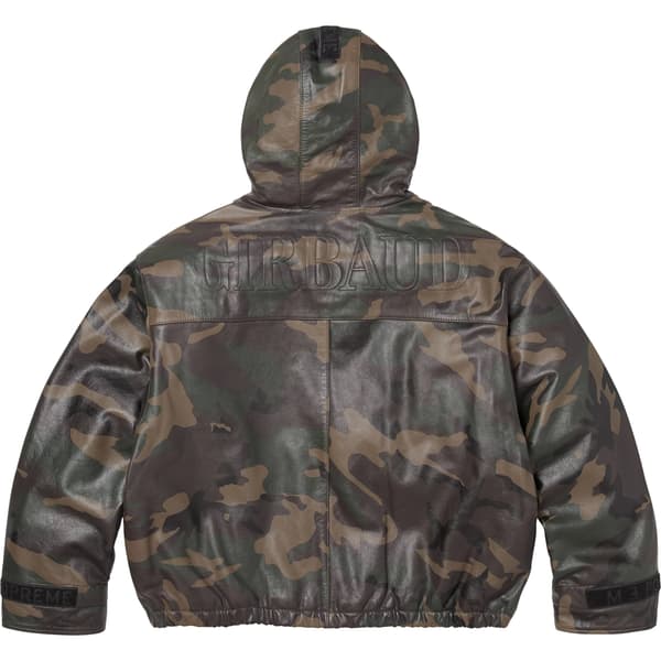 Supreme Marithé + François Girbaud Hooded Leather Flight Bomber Jacket - Woodland Camo (front)
