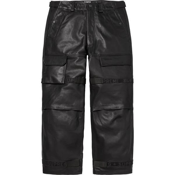 Supreme Marithé + François Girbaud Shuttle Tape Leather Cargo Pant - Black (front)