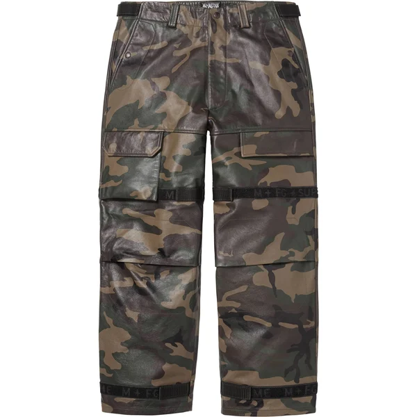 Supreme Marithé + François Girbaud Shuttle Tape Leather Cargo Pant - Woodland Camo (front)