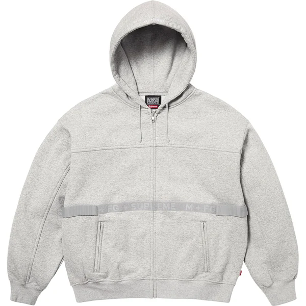 Supreme Marithé + François Girbaud Zip Up Hooded Sweatshirt - Heather Grey (front)