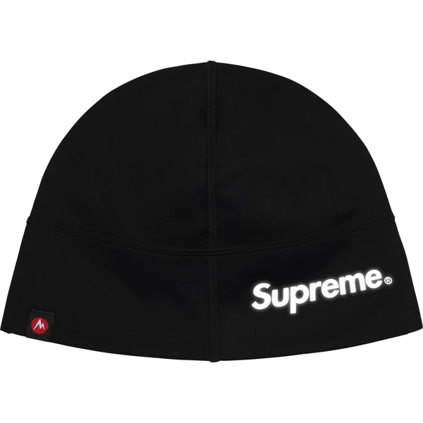 Supreme Marmot Base Layer Beanie - Black (front)