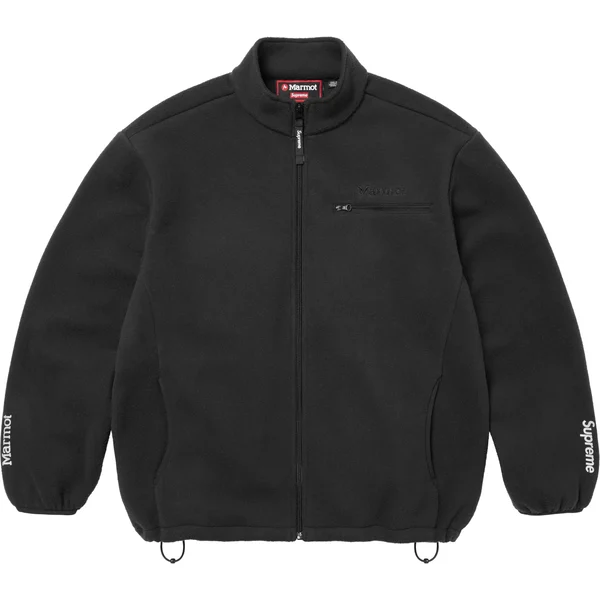 Supreme Marmot Fleece Jacket - Black (front)
