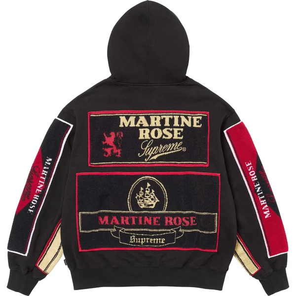 Supreme Martine Rose Towel Zip Up Hooded Sweatshirt - Black (front)