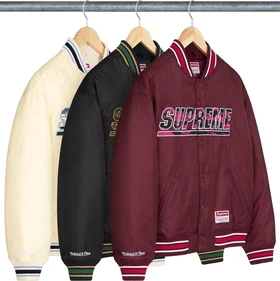 Supreme Mitchell &amp; Ness Camo Logo Varsity Jacket