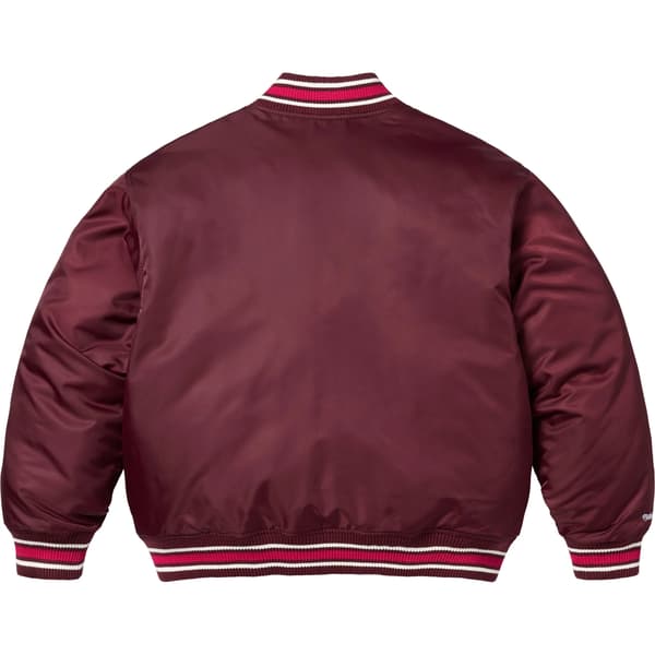 Supreme Mitchell &amp; Ness Camo Logo Varsity Jacket - Burgundy (front)