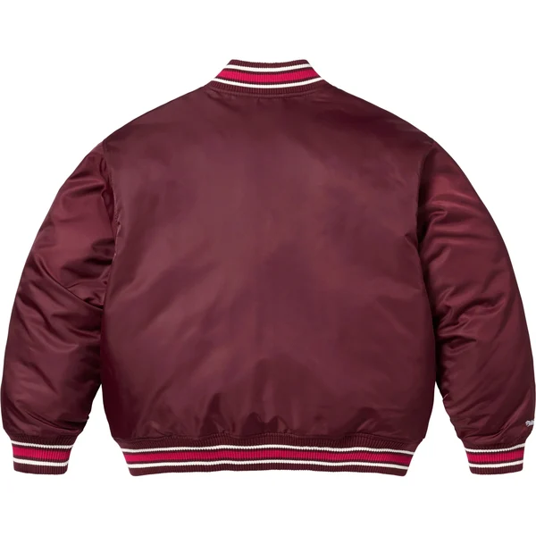 Supreme Mitchell &amp; Ness Camo Logo Varsity Jacket - Burgundy (front)