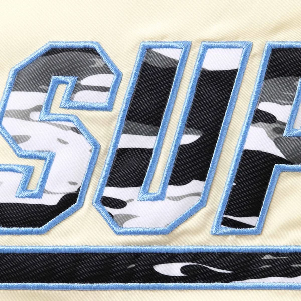 Supreme Mitchell &amp; Ness Camo Logo Varsity Jacket - White (front)