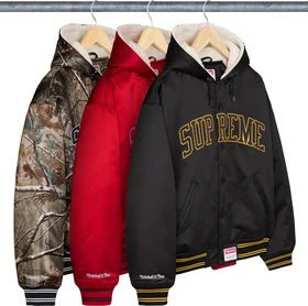 Supreme Mitchell &amp; Ness Lined Hooded Satin Varsity Jacket