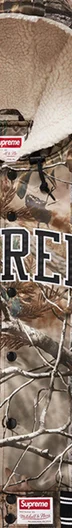 Supreme Mitchell &amp; Ness Lined Hooded Satin Varsity Jacket - Realtree® AP Camo (front)