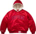 Supreme Mitchell &amp; Ness Lined Hooded Satin Varsity Jacket - Red (front)