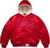 Supreme Mitchell &amp; Ness Lined Hooded Satin Varsity Jacket - Red (front)