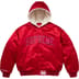 Supreme Mitchell &amp; Ness Lined Hooded Satin Varsity Jacket - Red (front)