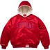 Supreme Mitchell &amp; Ness Lined Hooded Satin Varsity Jacket - Red (front)