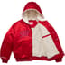 Supreme Mitchell &amp; Ness Lined Hooded Satin Varsity Jacket - Red (front)