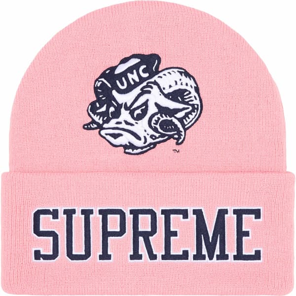 Supreme Mitchell &amp; Ness NCAA Beanie - Light Pink (front)