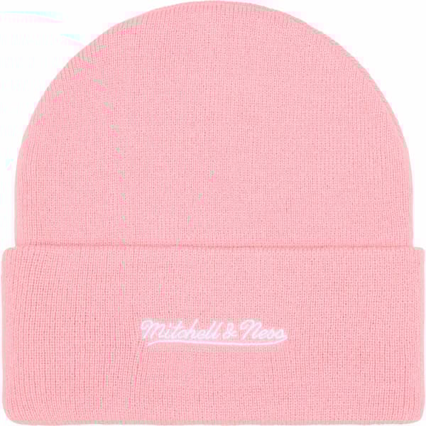Supreme Mitchell &amp; Ness NCAA Beanie - Light Pink (front)