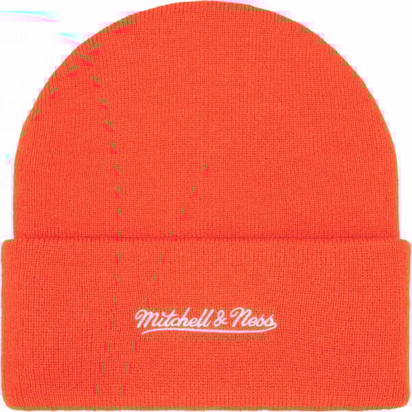 Supreme Mitchell &amp; Ness NCAA Beanie - Orange (front)