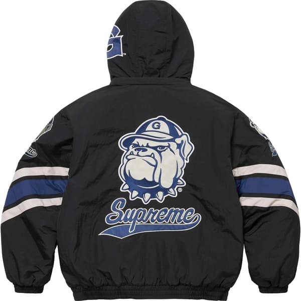 Supreme Mitchell &amp; Ness NCAA Hooded Stadium Jacket - Black (front)