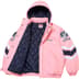 Supreme Mitchell &amp; Ness NCAA Hooded Stadium Jacket - Pink (front)
