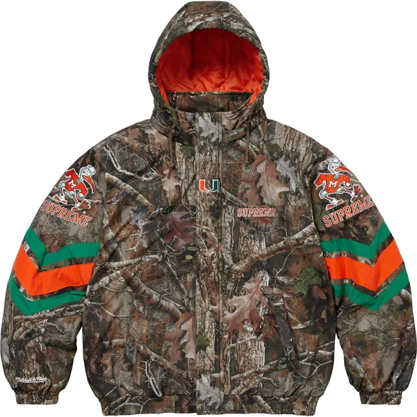 Supreme Mitchell &amp; Ness NCAA Hooded Stadium Jacket - TrueTimber® Kanati Camo (front)