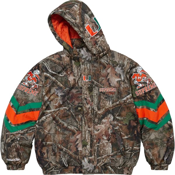 Supreme Mitchell &amp; Ness NCAA Hooded Stadium Jacket - TrueTimber® Kanati Camo (front)