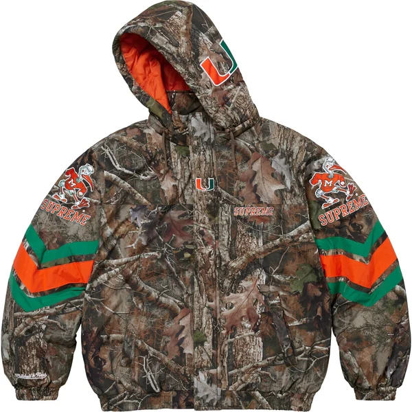 Supreme Mitchell &amp; Ness NCAA Hooded Stadium Jacket - TrueTimber® Kanati Camo (front)