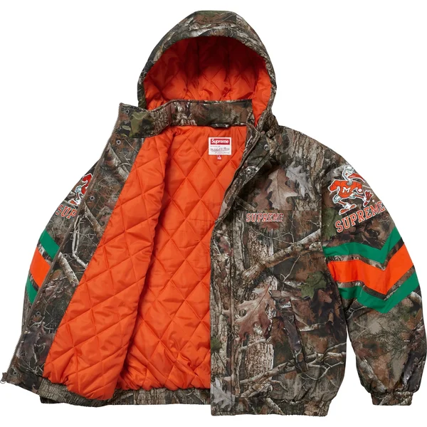 Supreme Mitchell &amp; Ness NCAA Hooded Stadium Jacket - TrueTimber® Kanati Camo (front)