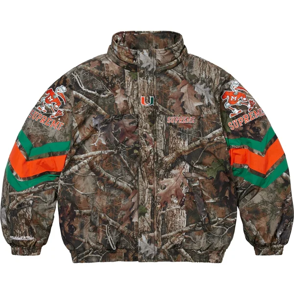 Supreme Mitchell &amp; Ness NCAA Hooded Stadium Jacket - TrueTimber® Kanati Camo (front)