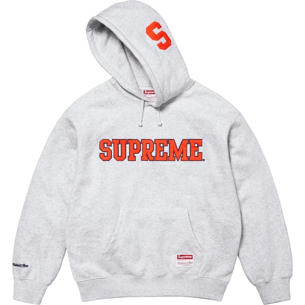 Supreme Mitchell &amp; Ness NCAA Hooded Sweatshirt - Ash Grey (front)
