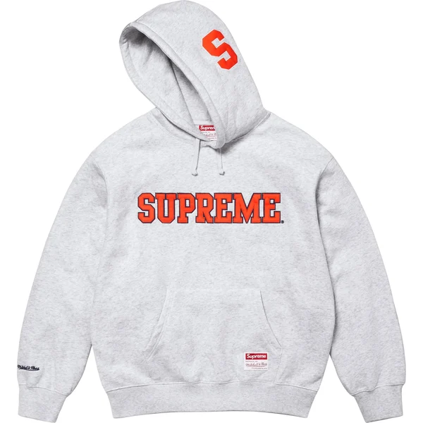 Supreme Mitchell &amp; Ness NCAA Hooded Sweatshirt - Ash Grey (front)