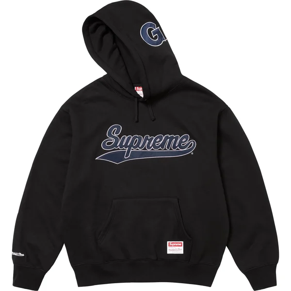 Supreme Mitchell &amp; Ness NCAA Hooded Sweatshirt - Black (front)