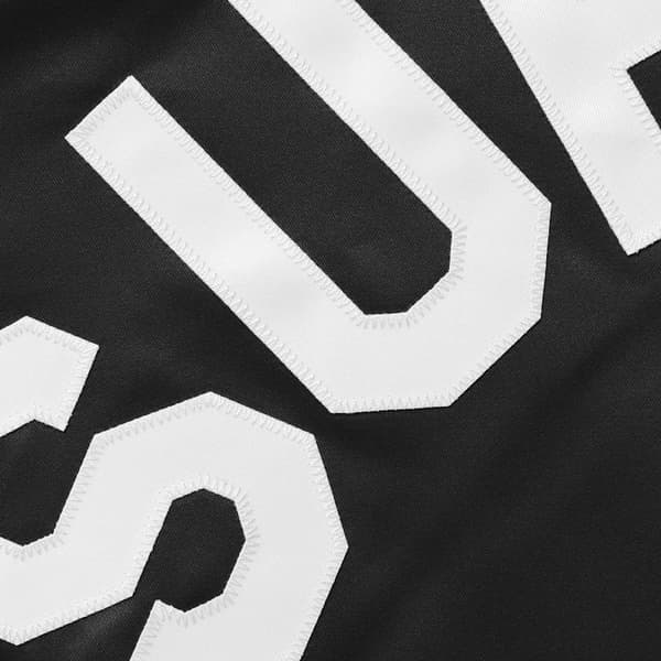 Supreme Mitchell & Ness Satin Varsity Jacket - Black (front)