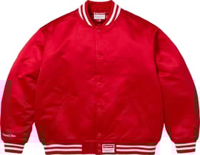 Supreme Mitchell &amp; Ness Satin Varsity Jacket Red