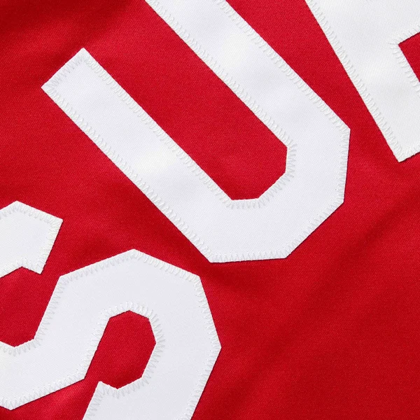 Supreme Mitchell & Ness Satin Varsity Jacket - Red (front)