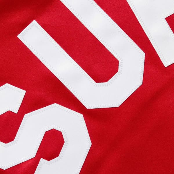 Supreme Mitchell & Ness Satin Varsity Jacket - Red (front)