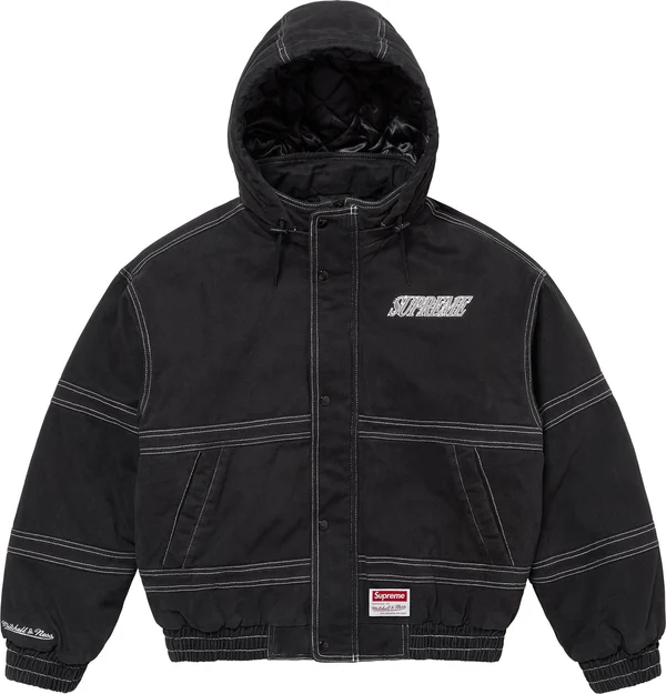 Supreme Mitchell & Ness Twill Stadium Jacket - Black (front)