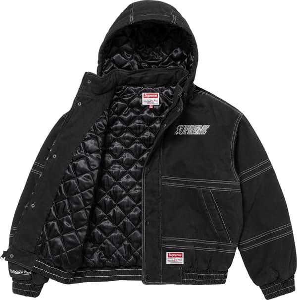 Supreme Mitchell & Ness Twill Stadium Jacket - Black (front)
